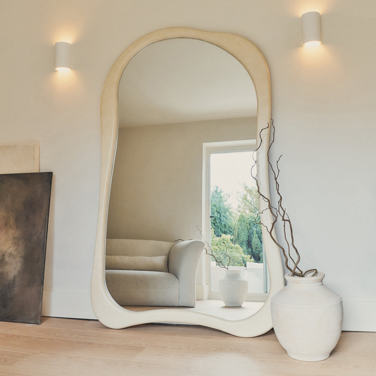 Arcurva - Extra Large Full Length Concrete Irregular Mirror 190cm x 120cm