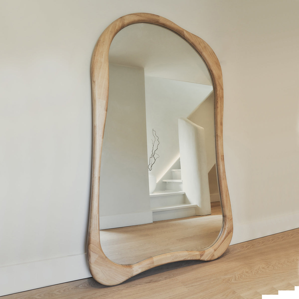 Arcurva - Extra Large Full Length Light Wood Irregular Mirror 190cm x 120cm