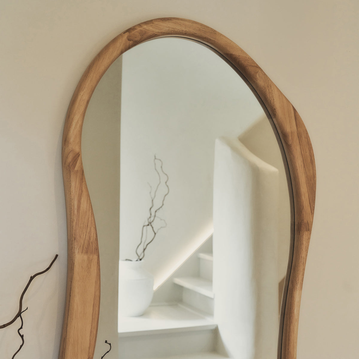 Arcurva - Large Full Length Light Wood Irregular Mirror 170cm x 85cm