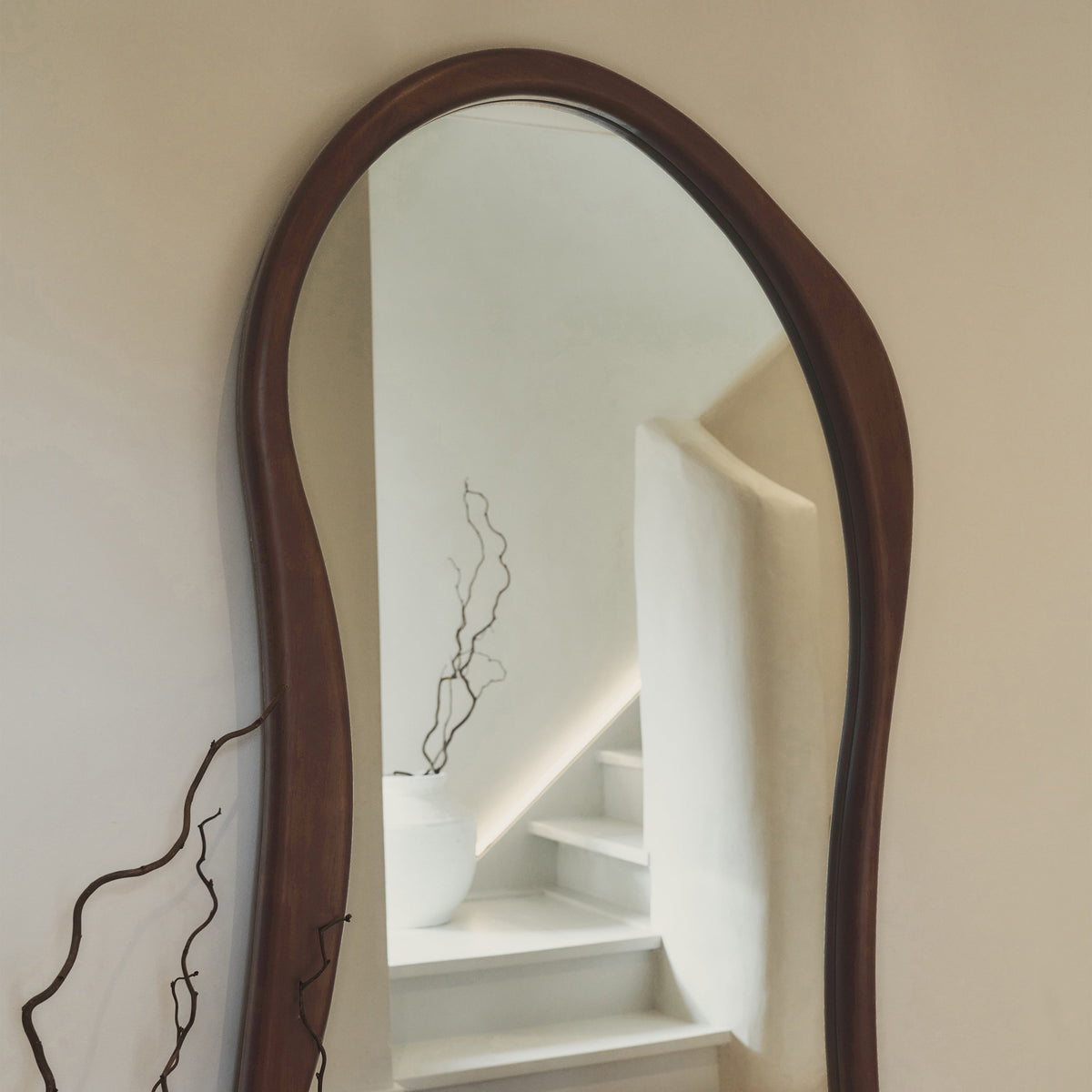 Arcurva - Large Full Length Dark Wood Irregular Mirror 170cm x 85cm