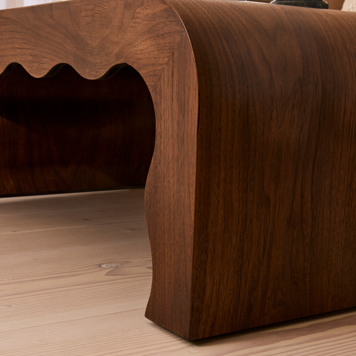 Serafina- Dark Wood Wavy Arched Premium Coffee Table
