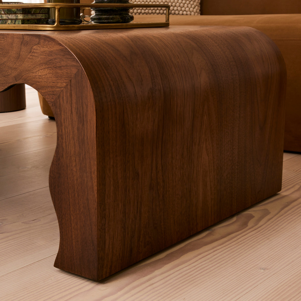 Serafina- Dark Wood Wavy Arched Premium Coffee Table