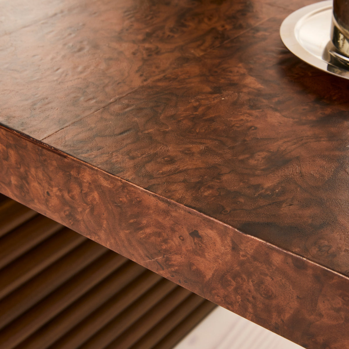 Eliana - Dark Burl Curved Dark Wood Premium Side Table