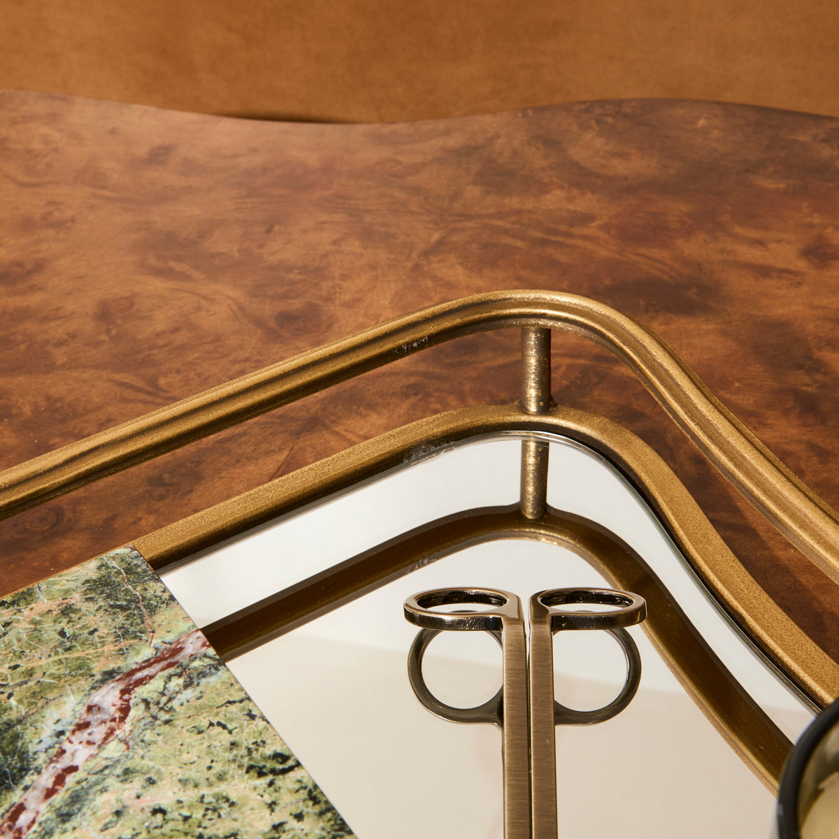 Louis - Gold Curved Square Mirrored Decorative Tray