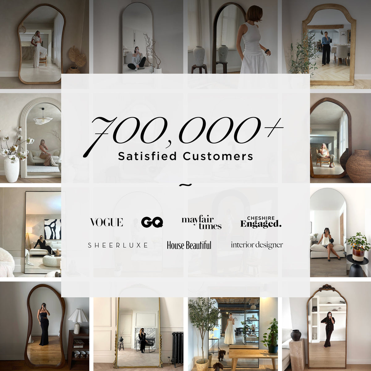 Amora - Full Length Extra Large Arched Concrete Mirror 200cm x 120cm