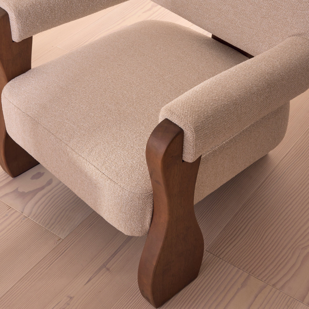 Ferne - Fabric Accent Chair Ivory & Dark Wood