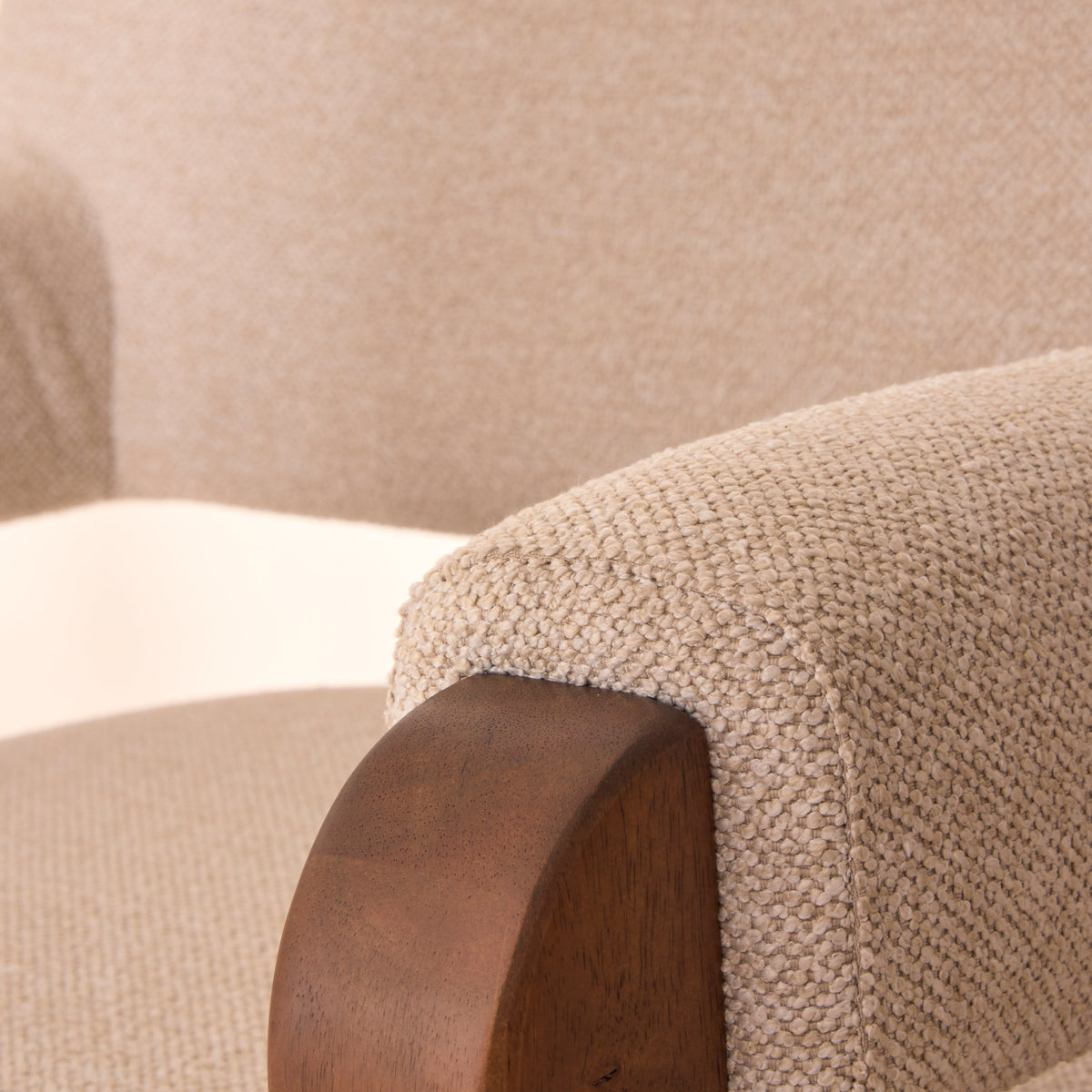 Ferne - Fabric Accent Chair Ivory & Dark Wood
