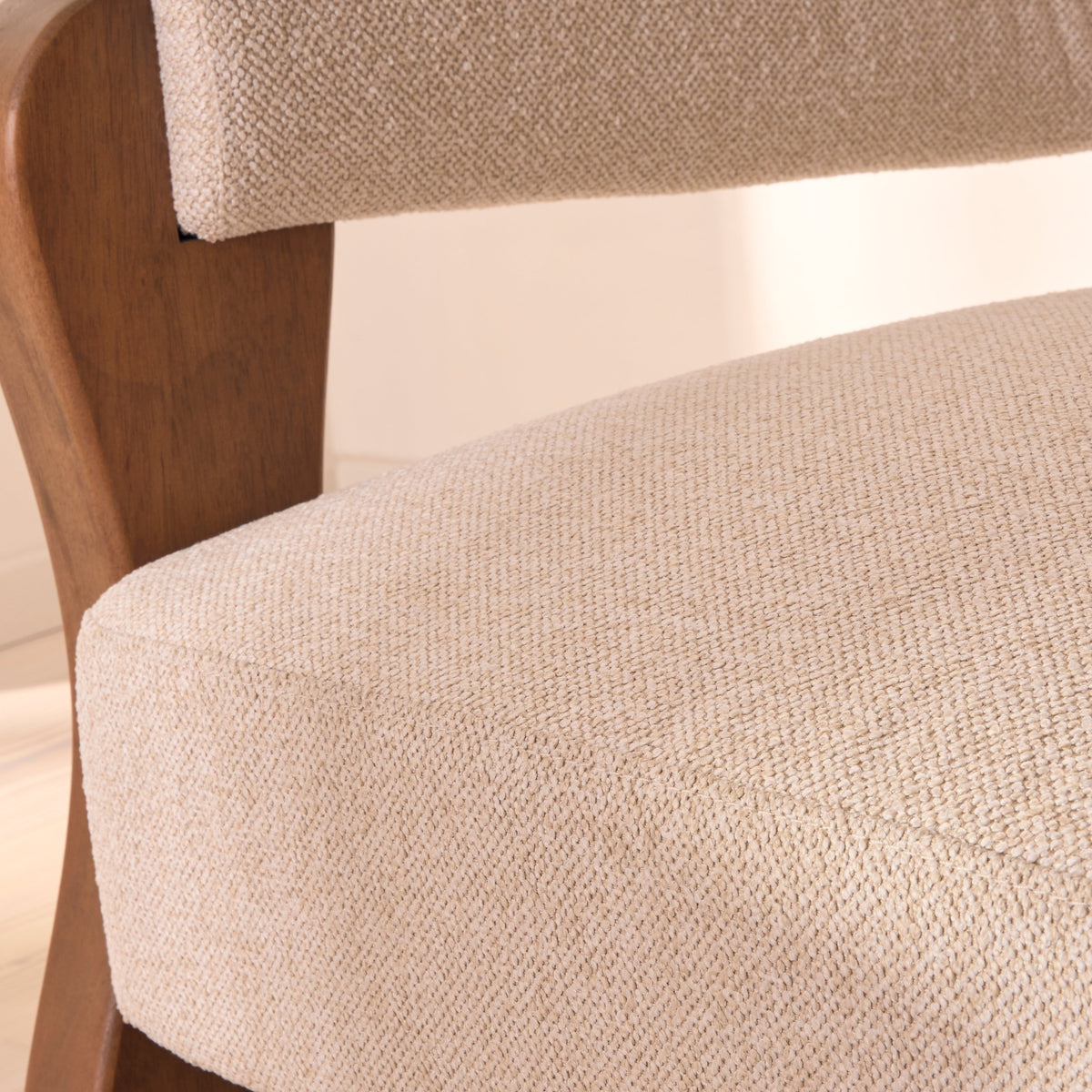 Ferne - Fabric Accent Chair Ivory & Dark Wood