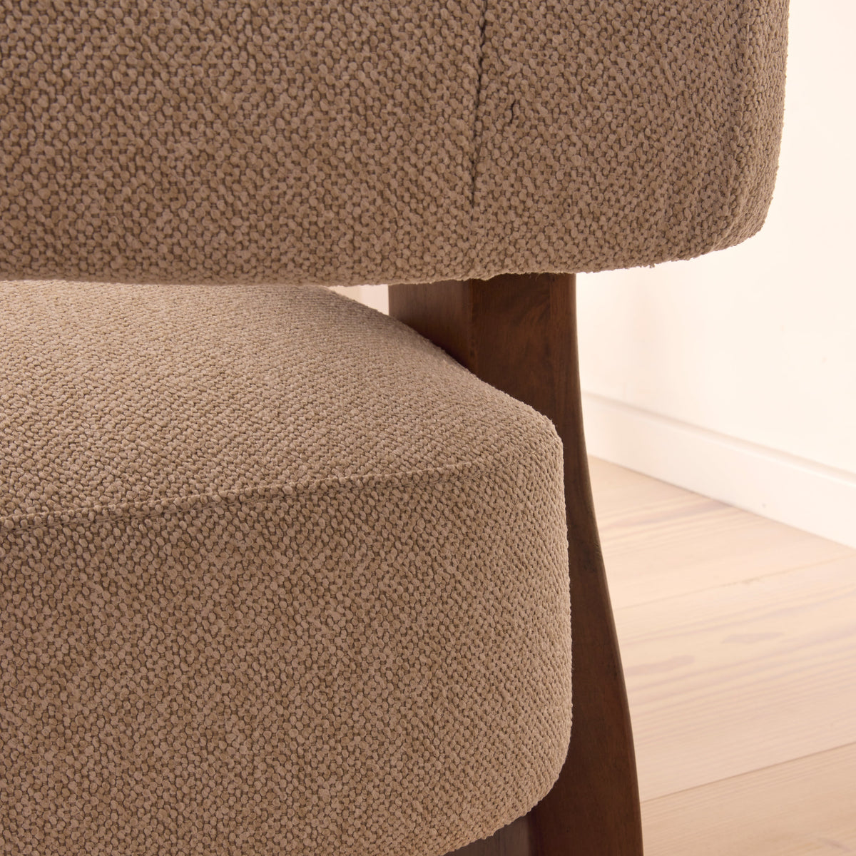 Ferne - Fabric Accent Chair Ivory & Dark Wood