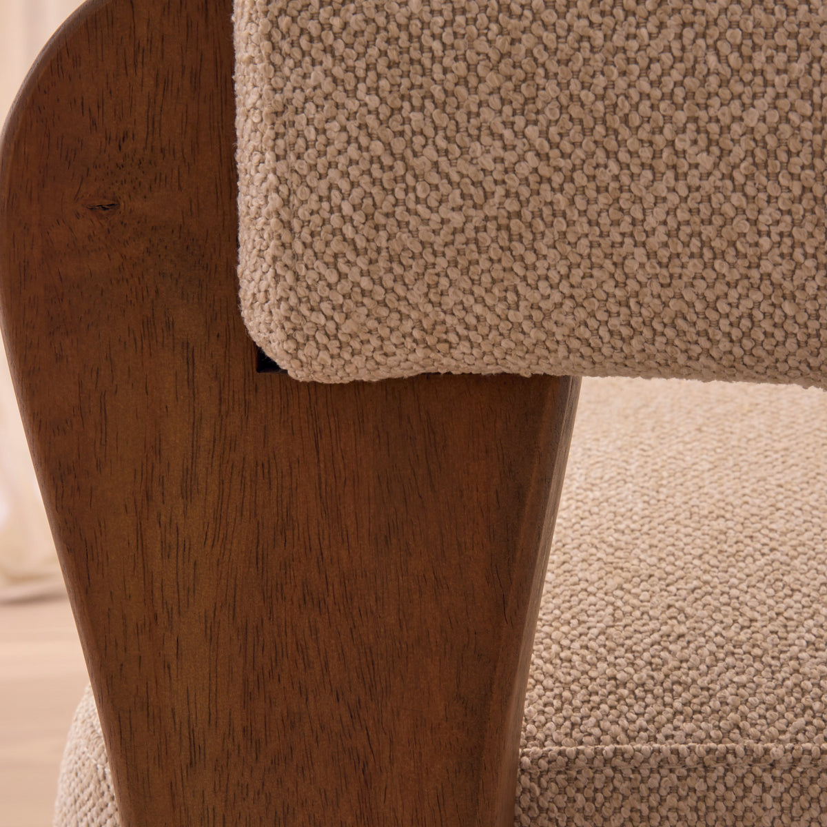 Ferne - Fabric Accent Chair Ivory & Dark Wood