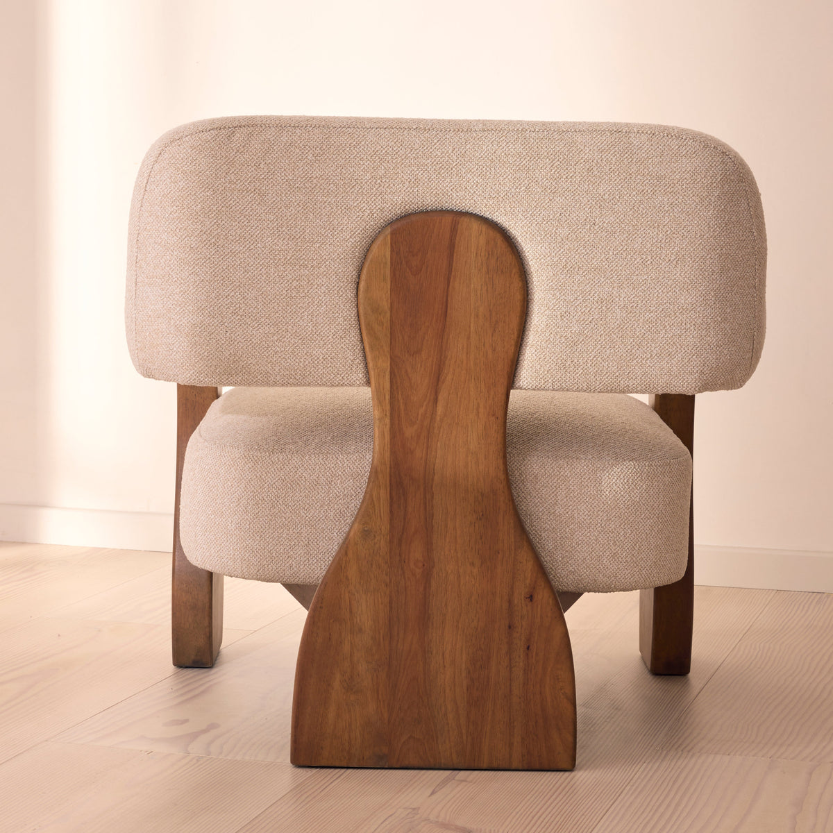 Ferne - Fabric Accent Chair Ivory & Dark Wood