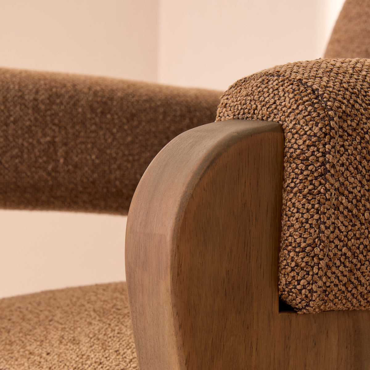 Ferne - Fabric Accent Chair Brown & Warm Wood