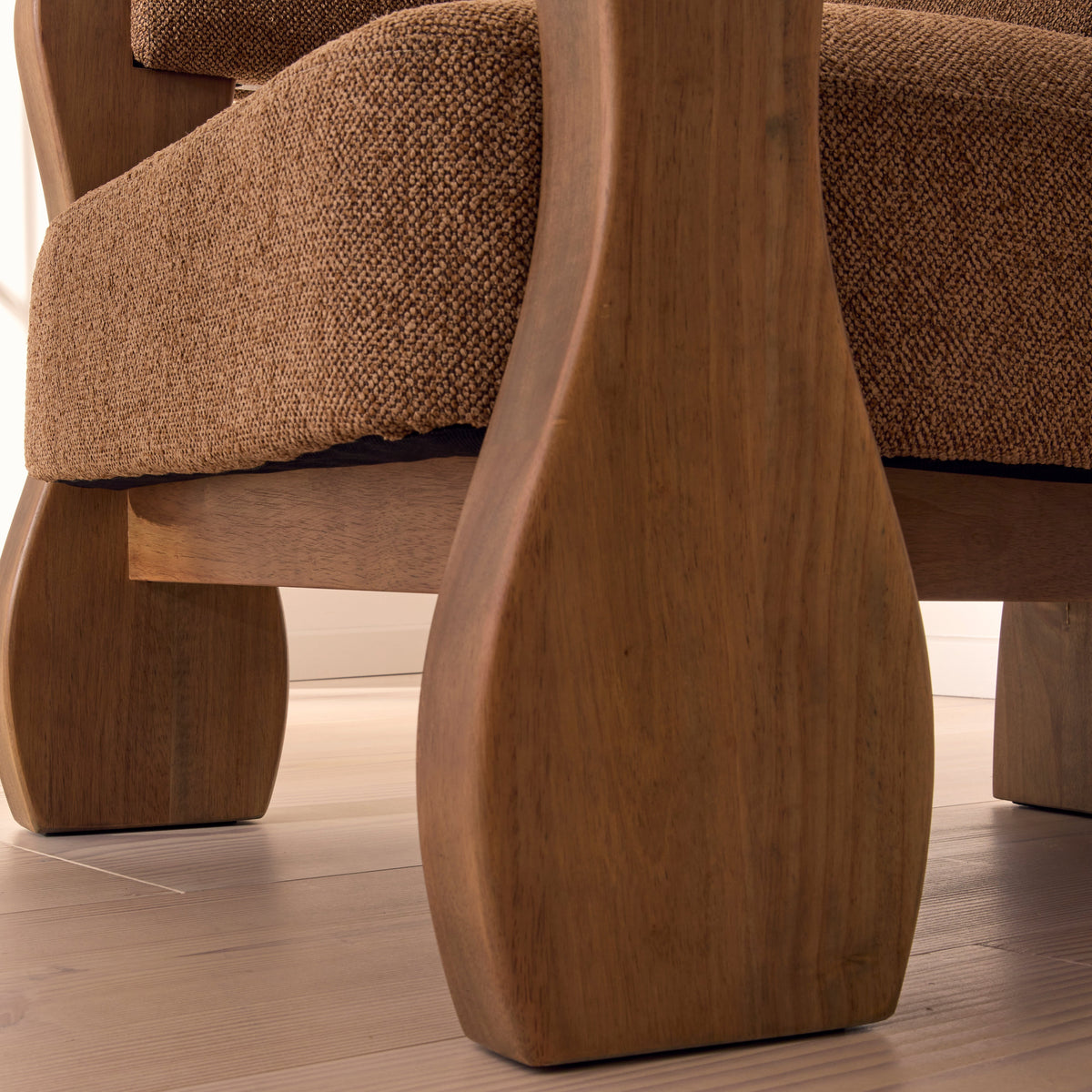 Ferne - Fabric Accent Chair Brown & Warm Wood