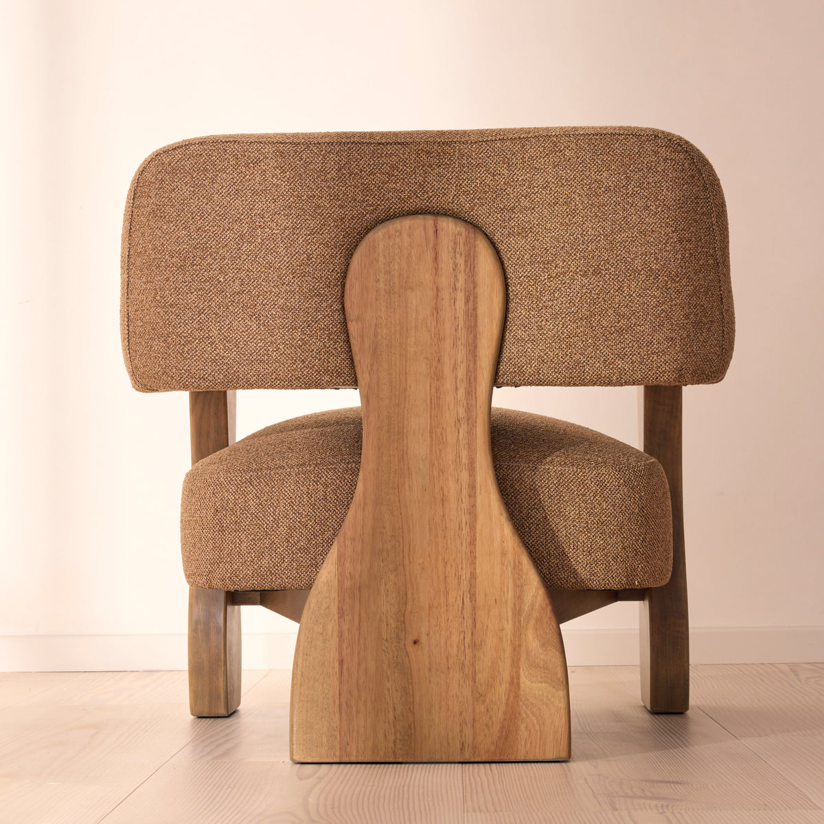 Ferne - Fabric Accent Chair Brown & Warm Wood