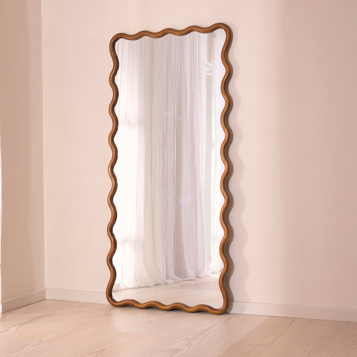 Marea - Dark Wood Wavy Retro Full Length Mirror 170cm x 80cm