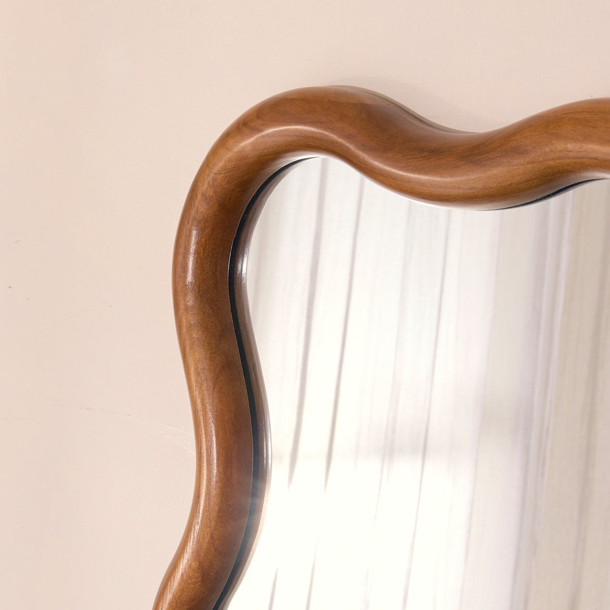 Marea - Dark Wood Wavy Retro Wall Mirror 100cm x 70cm