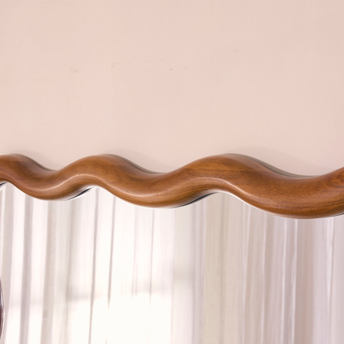 Marea - Dark Wood Wavy Retro Wall Mirror 100cm x 70cm