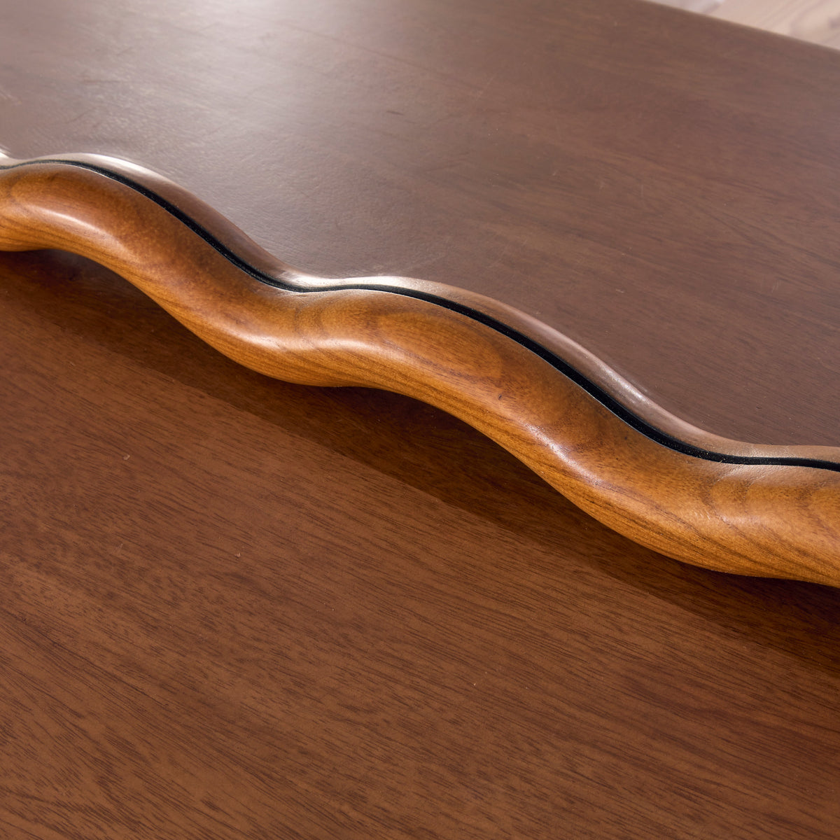 Marea - Dark Wood Wavy Retro Wall Mirror 100cm x 70cm