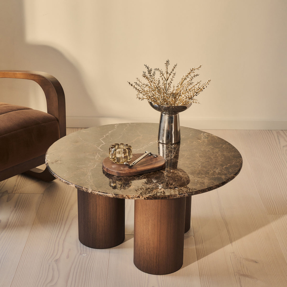 Trivium - Dark Emperador Round Dark Wood Premium Coffee Table