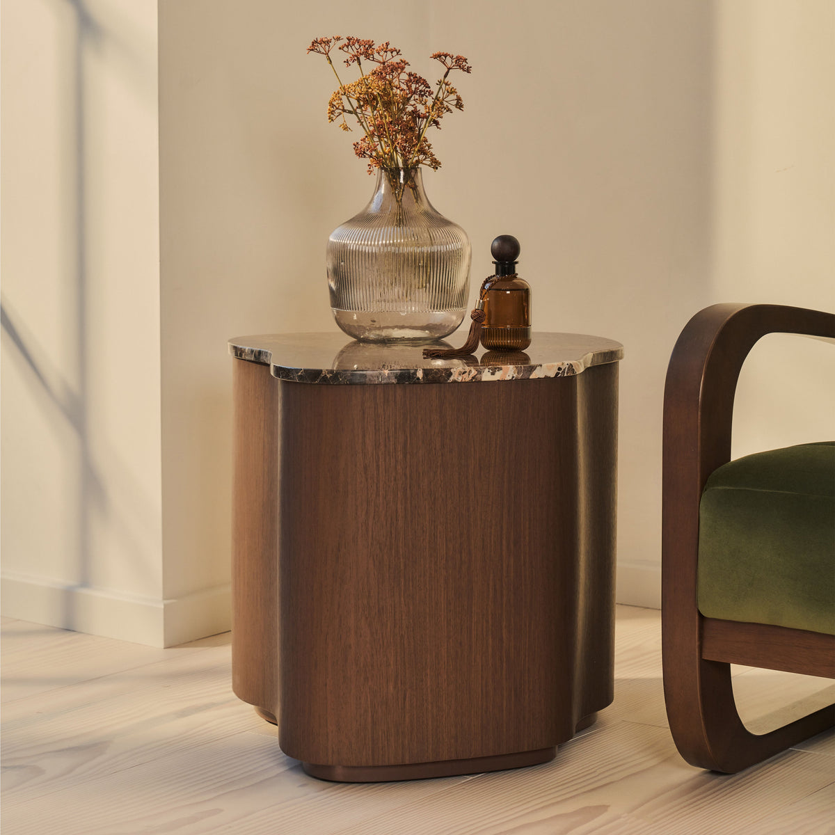 Arlo - Dark Emperador Irregular Dark Wood Premium Side Table
