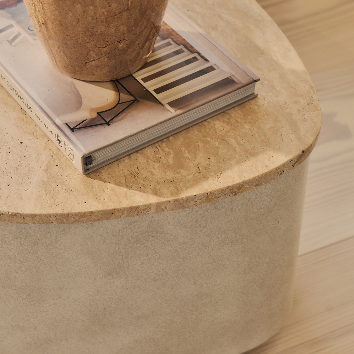 Arlo - Beige Travertine Irregular Concrete Premium Coffee Table