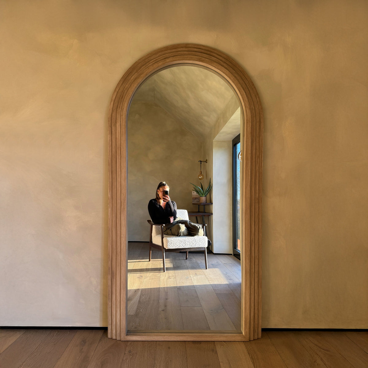 Luciana - Full Length Arched Washed Wood Mirror 196cm x 104cm