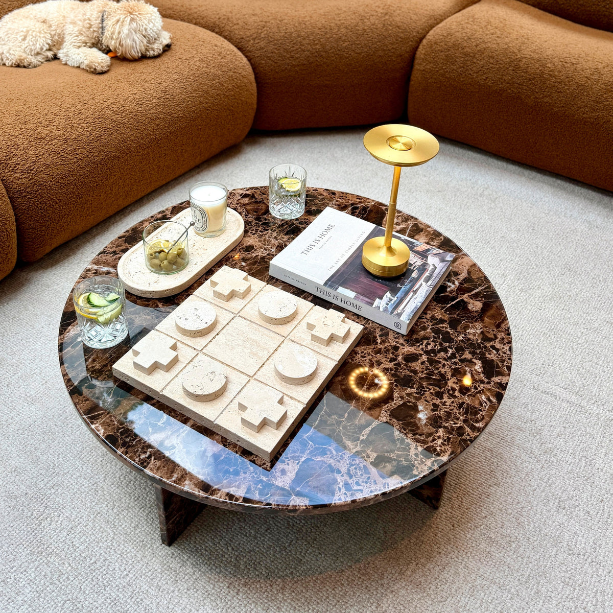 Noughts And Crosses - Cream Travertine Decorative Accessory
