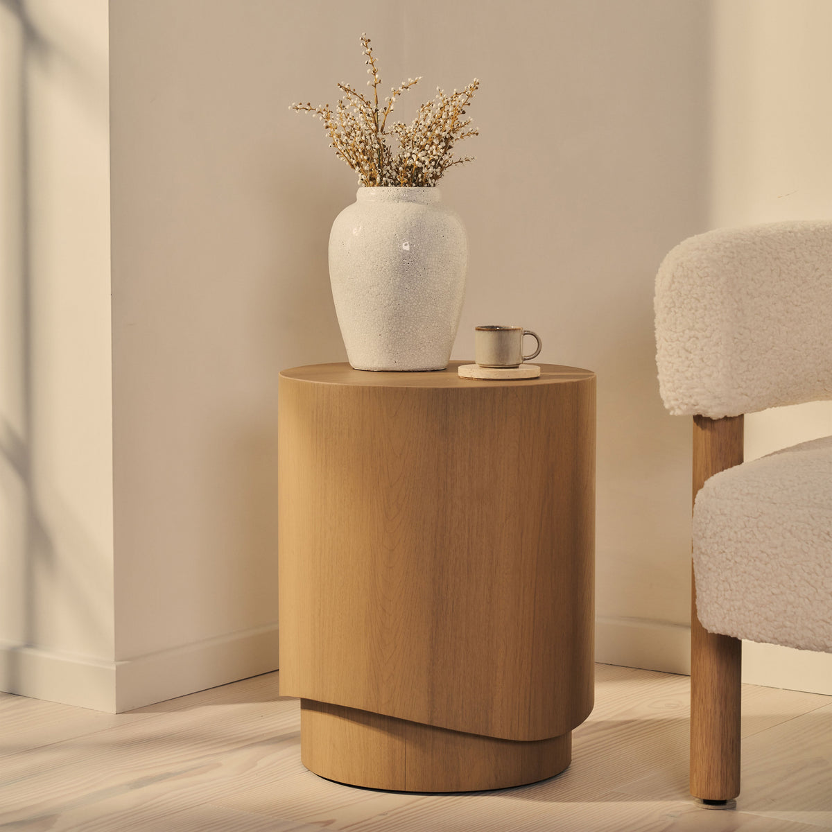 Magna - Warm Wood Wave Side Table