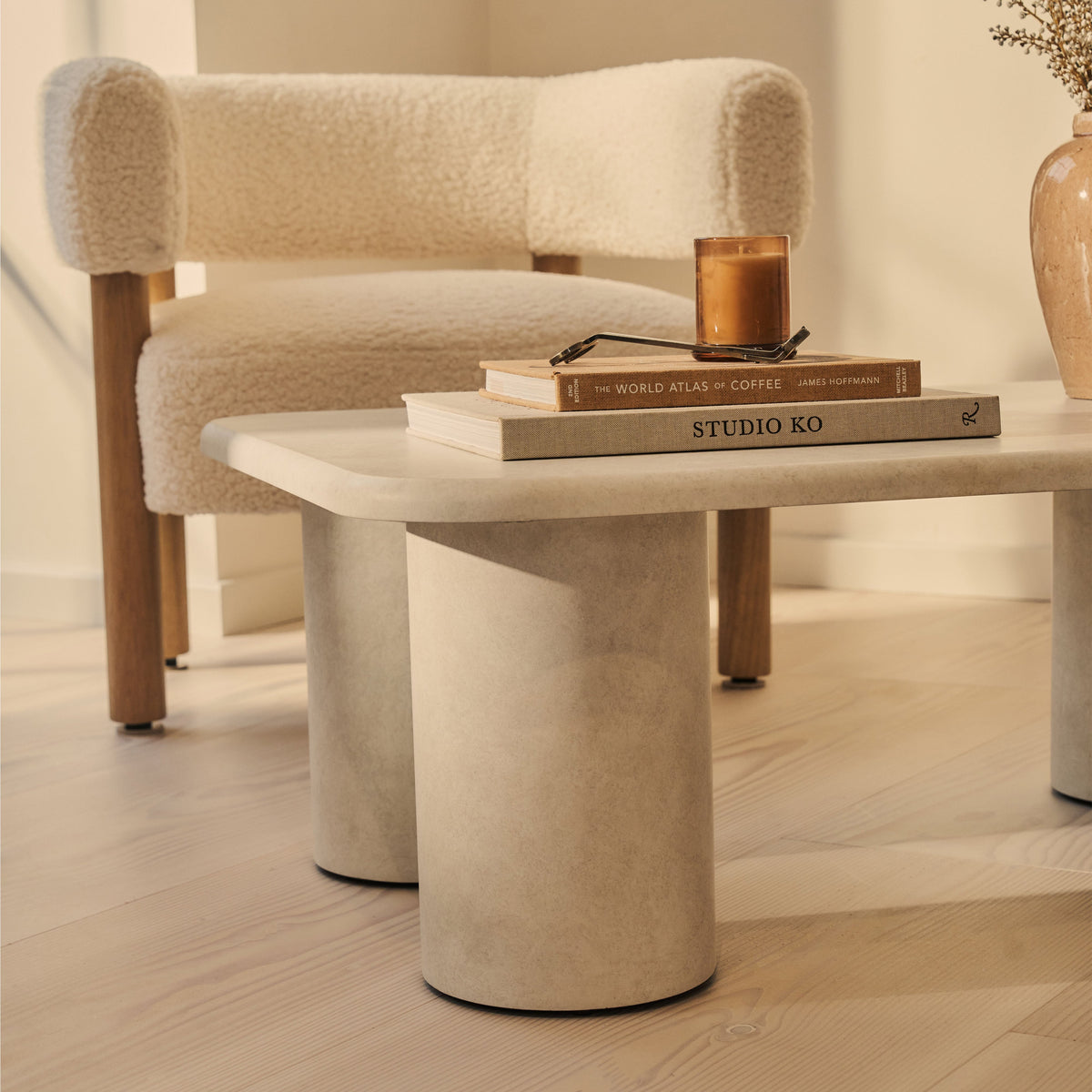 Alina - Concrete Rectangular Large Wooden Coffee Table