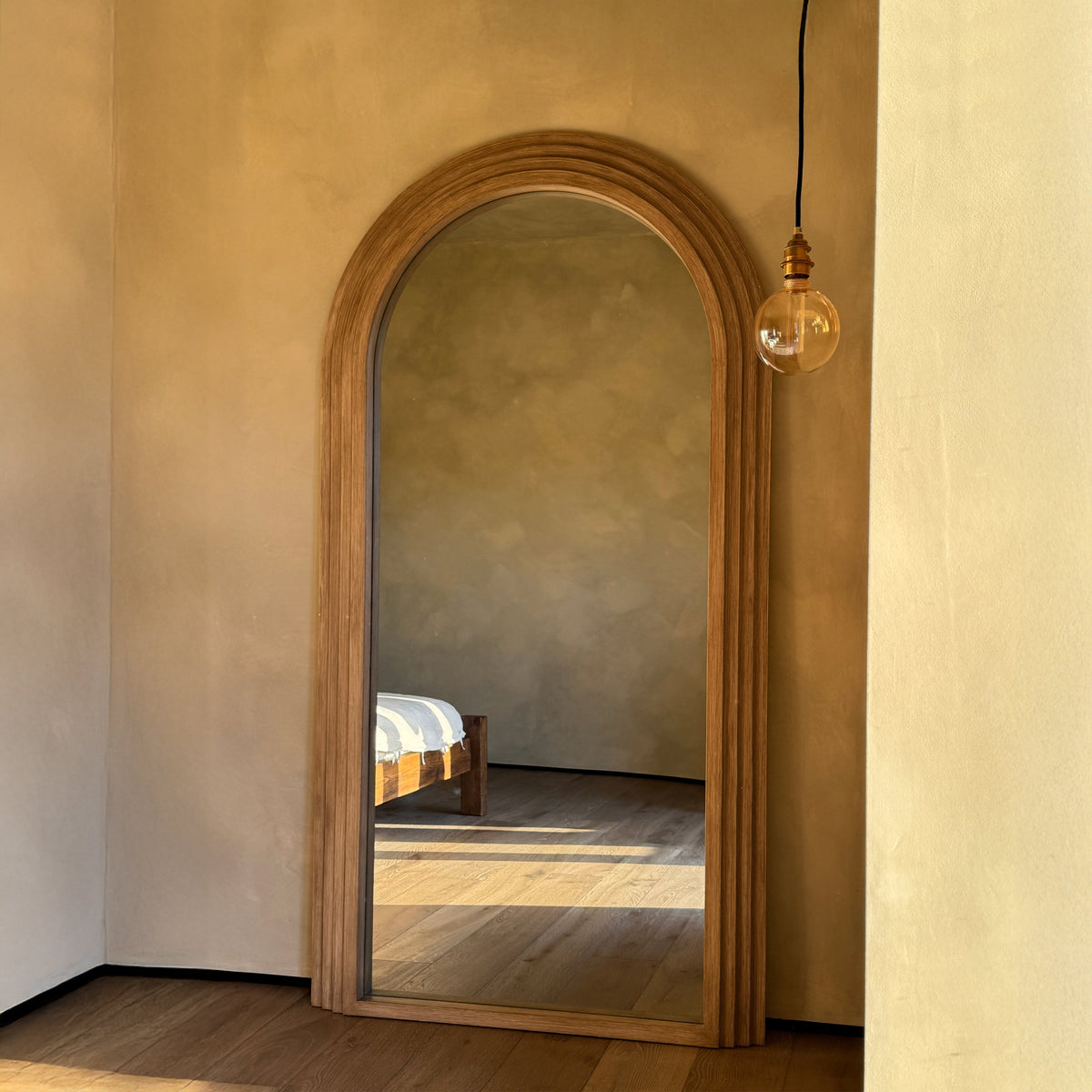 Luciana - Full Length Arched Washed Wood Mirror 196cm x 104cm