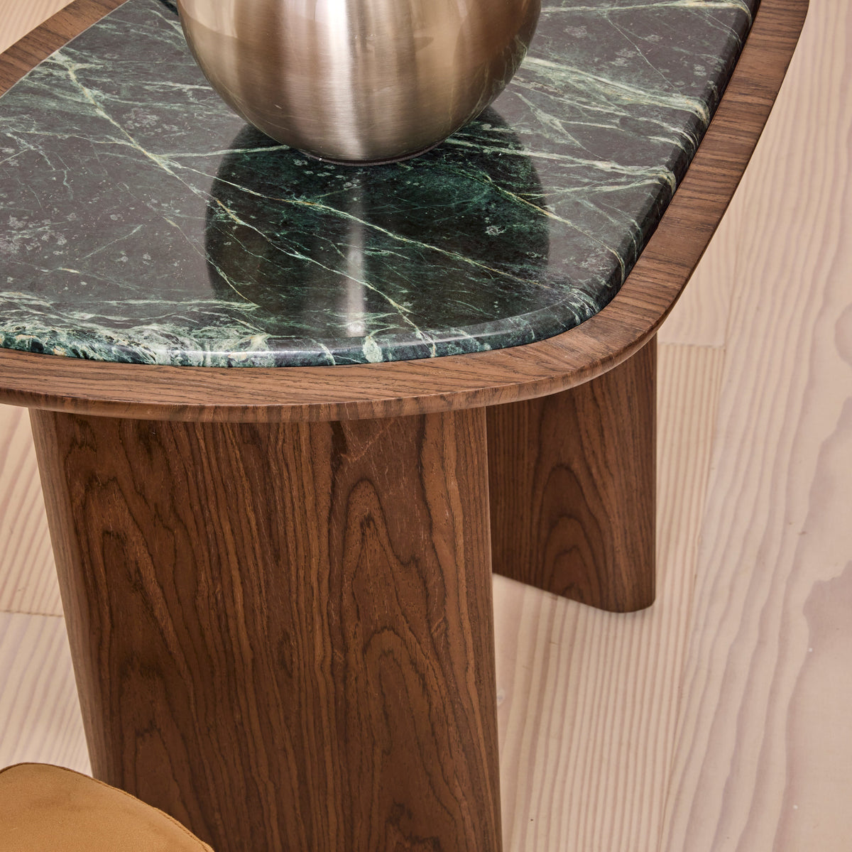 Belmont - Green Marble Irregular Dark Wood Side Table