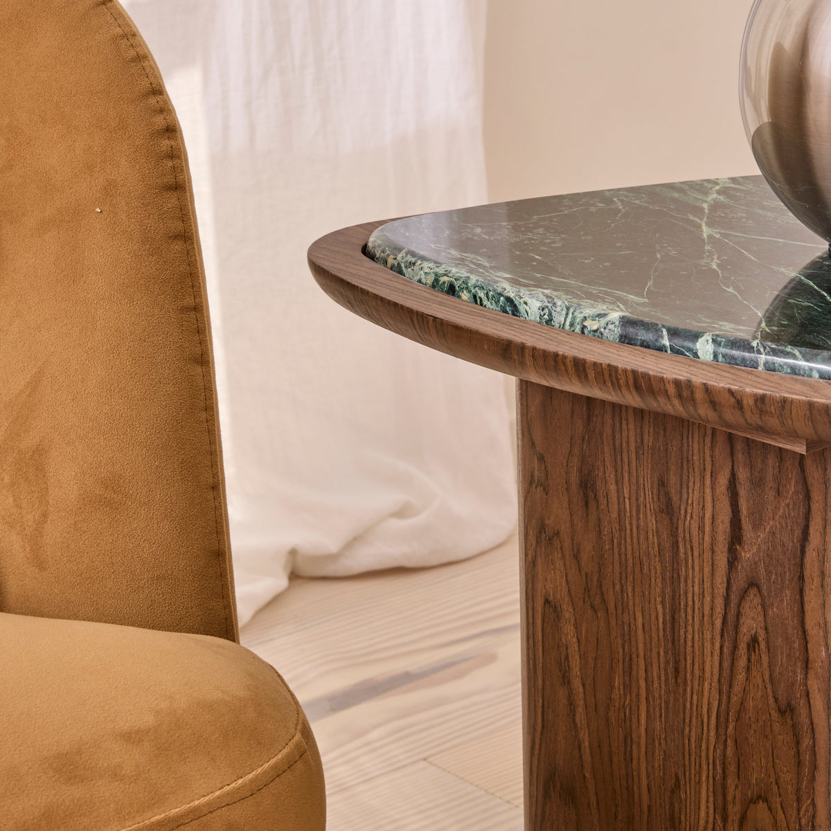 Belmont - Green Marble Irregular Dark Wood Side Table