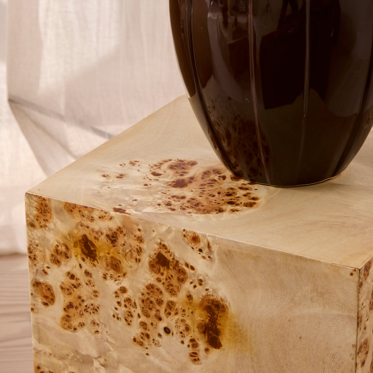 Willow - Natural Burl Wood Rectangular Side Table