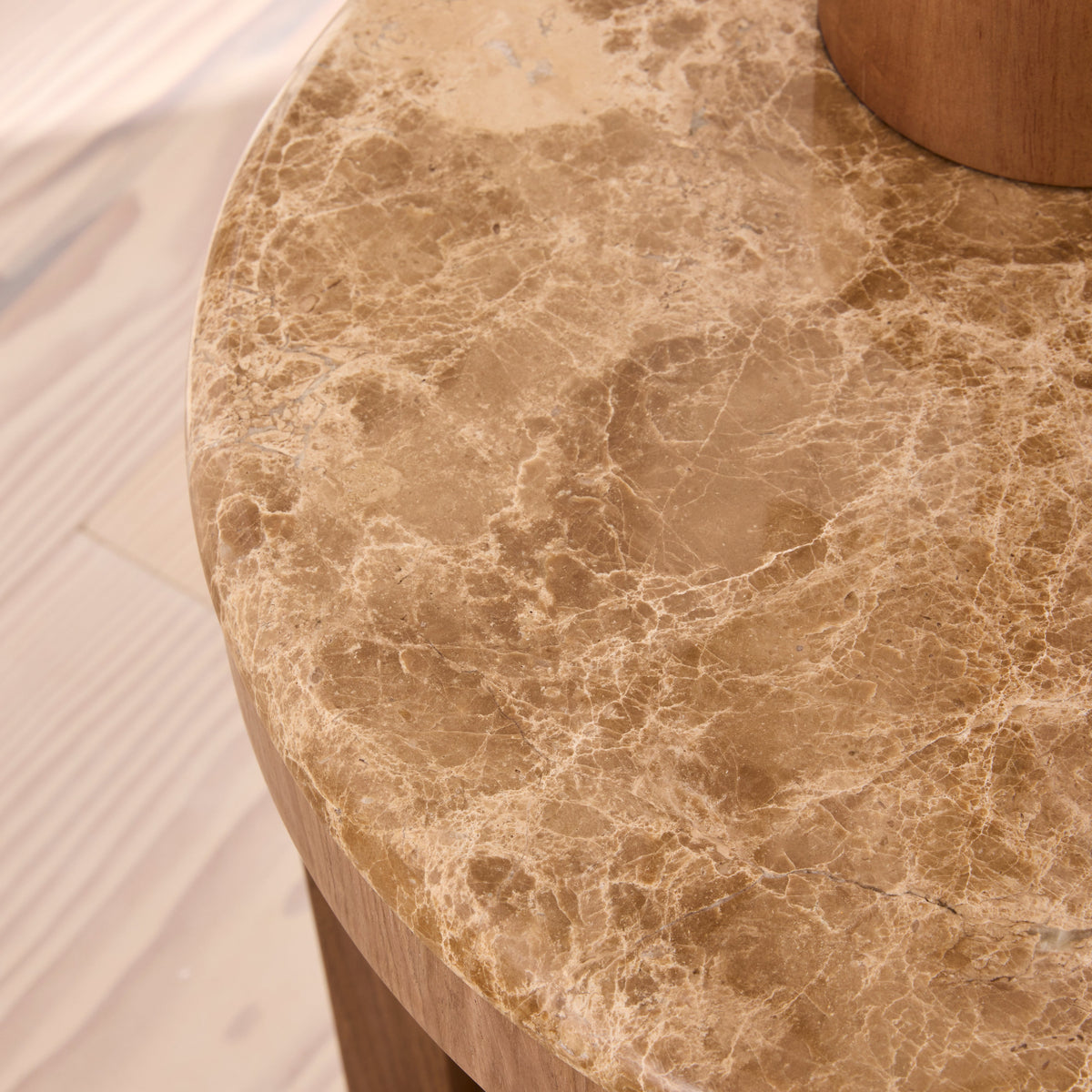 Milford - Light Emperador Round Washed Wood Side Table