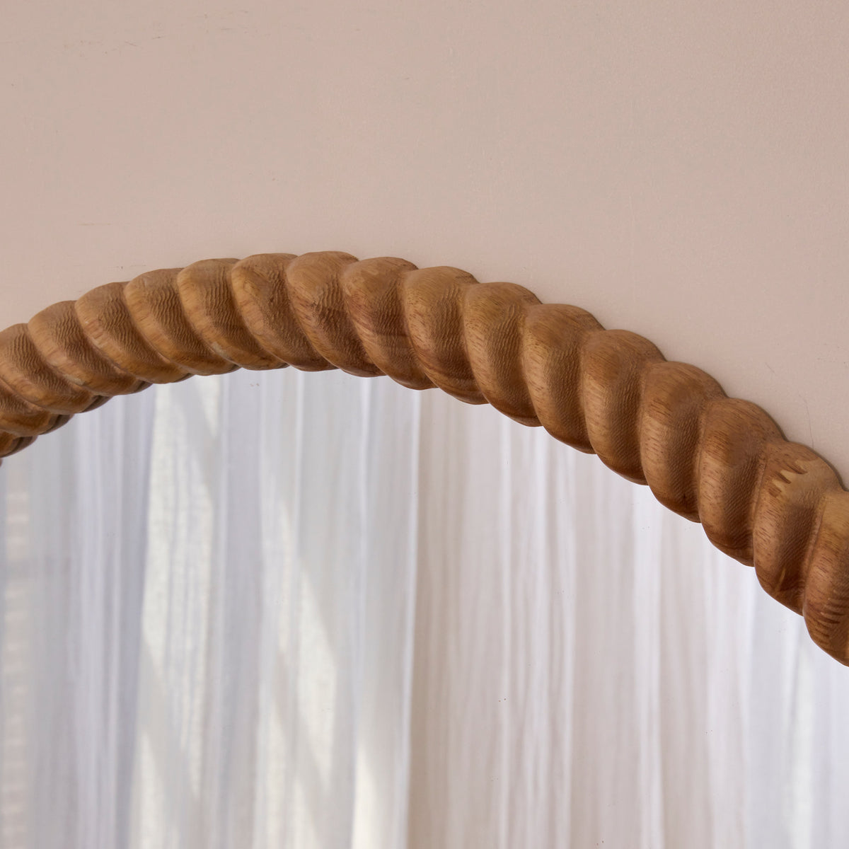 Cordelia - Light Wood Rope Twist Round Wall Mirror 80cm x 80cm