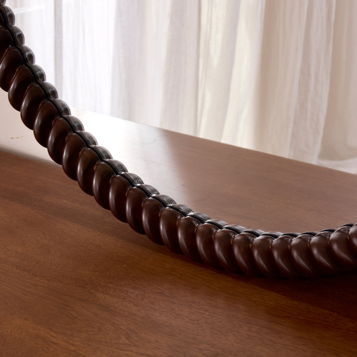Cordelia - Dark Wood Rope Twist Round Wall Mirror 80cm x 80cm