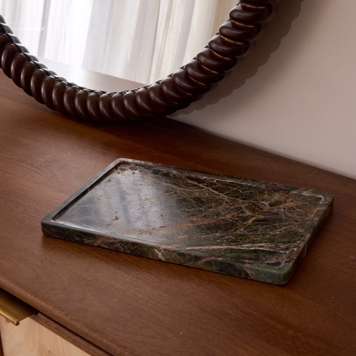 Travara - Green Marble Large Rectangular Decorative Tray
