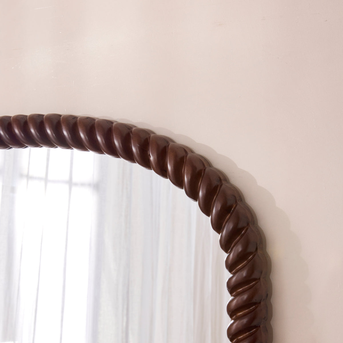 Cordelia - Dark Wood Rope Twist Full Length Arched Mirror 170cm x 80cm