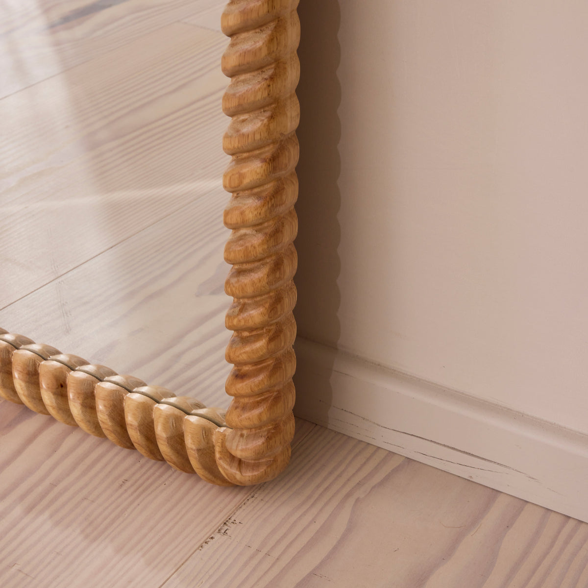 Cordelia - Light Wood Rope Twist Full Length Arched Mirror 170cm x 80cm