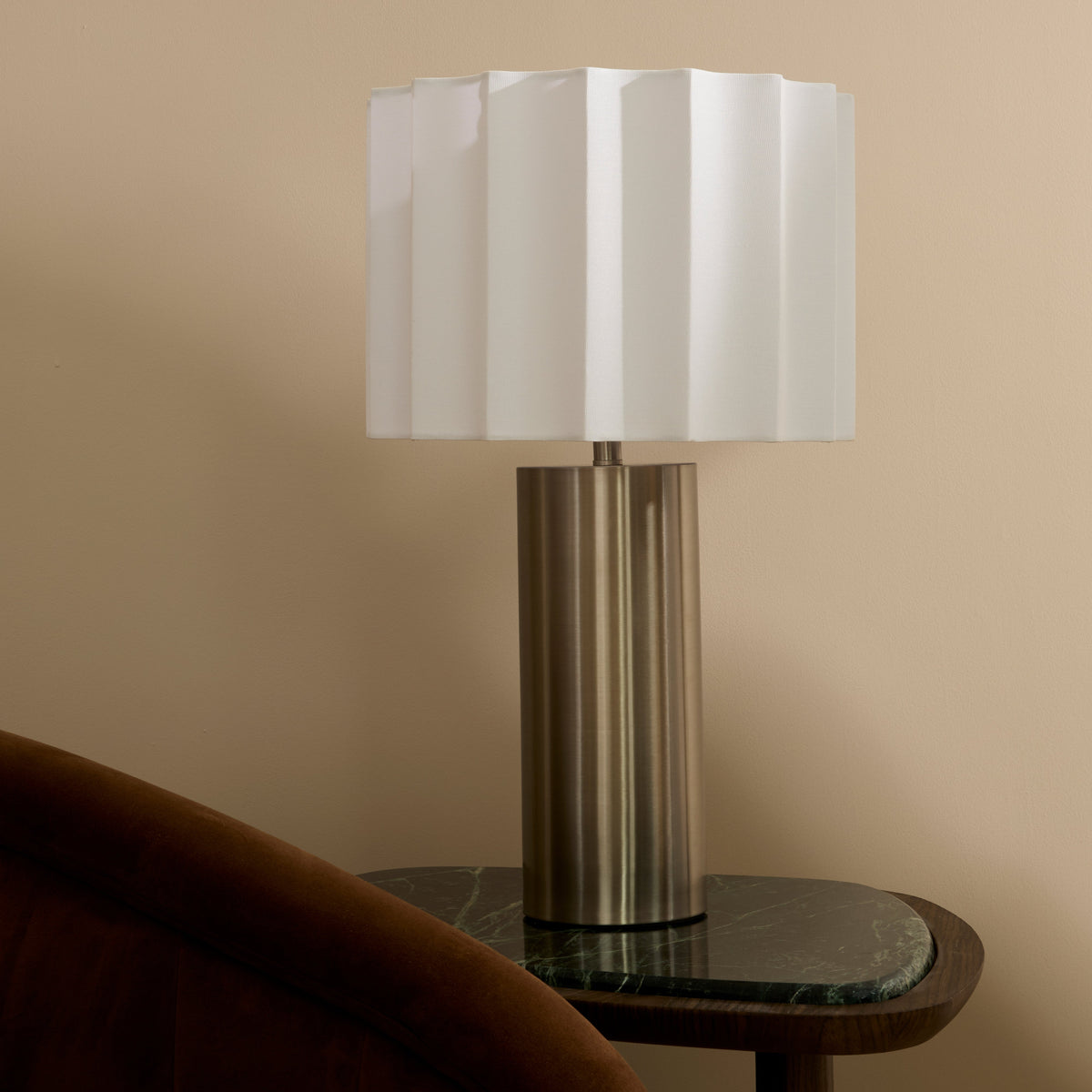 Castella - Brushed Steel Scallop Shade Table Lamp