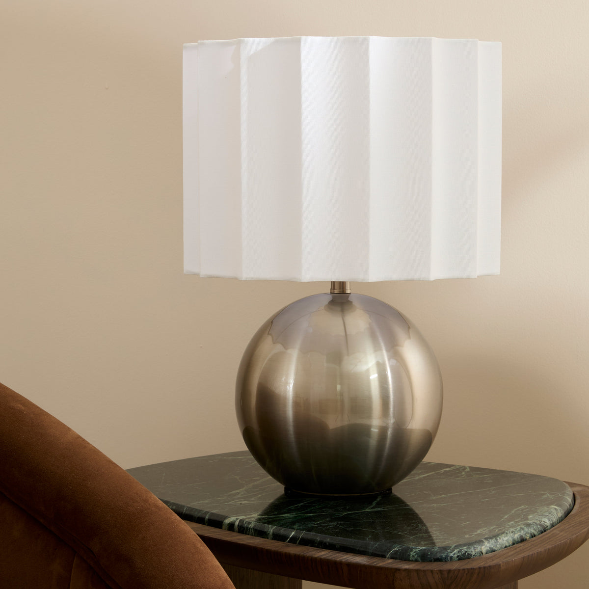 Caia - Brushed Steel Scallop Shade Table Lamp