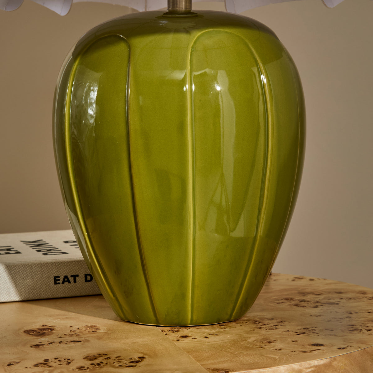 Orla - Olive Gloss Ceramic Scallop Shade Table Lamp