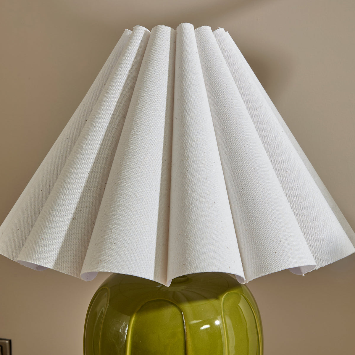Orla - Olive Gloss Ceramic Scallop Shade Table Lamp