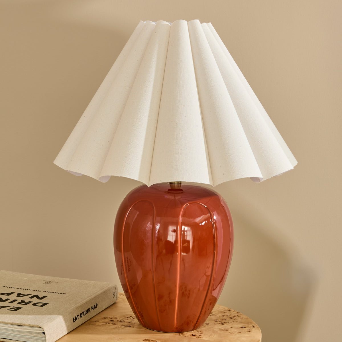Orla - Terracotta Gloss Ceramic Scallop Shade Table Lamp