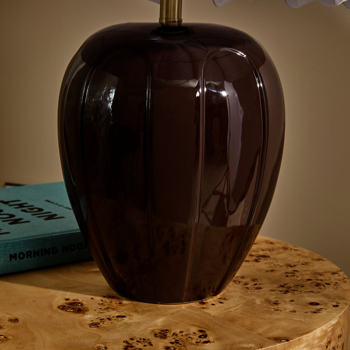 Orla - Chocolate Gloss Ceramic Scallop Shade Table Lamp