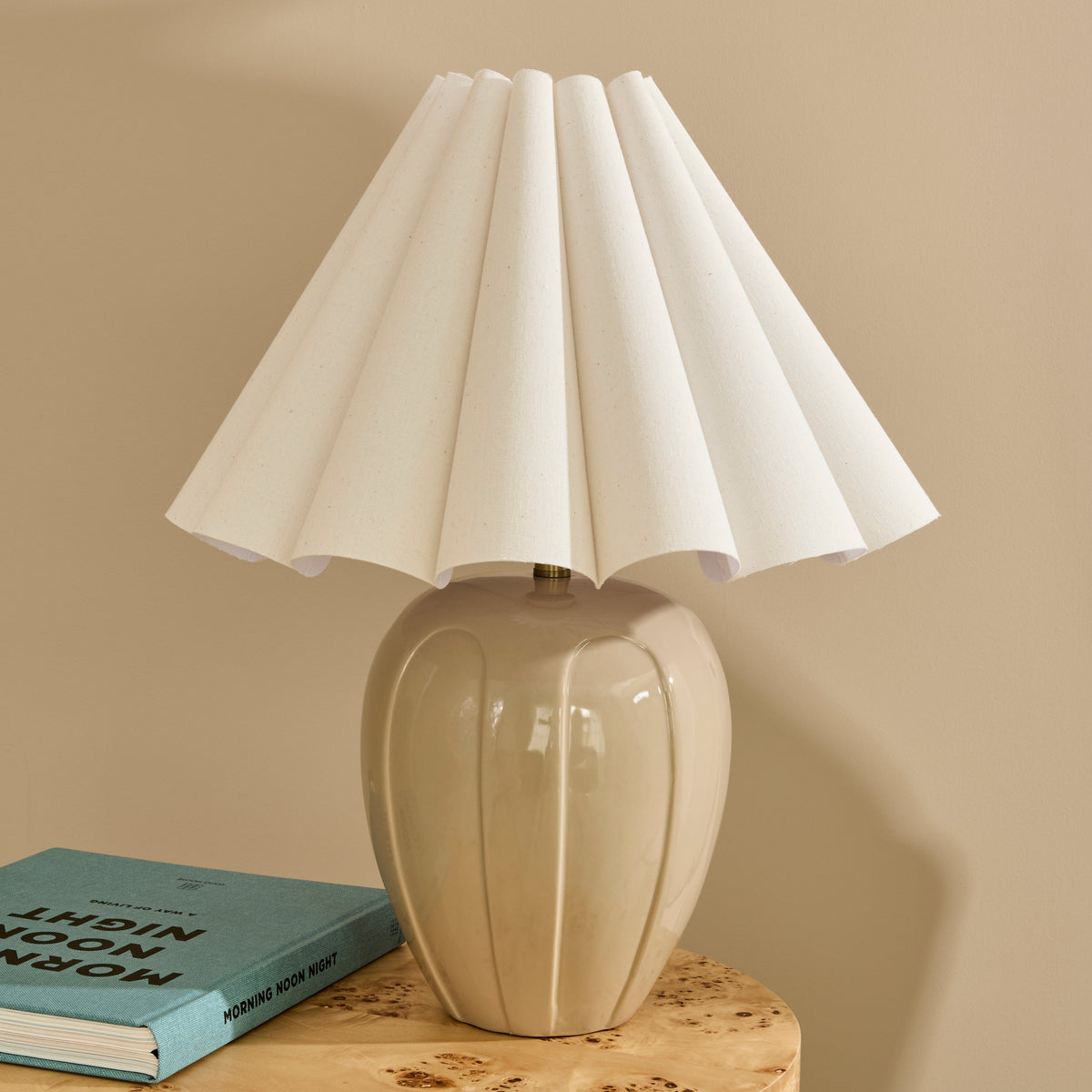 Orla - Beige Gloss Ceramic Scallop Shade Table Lamp