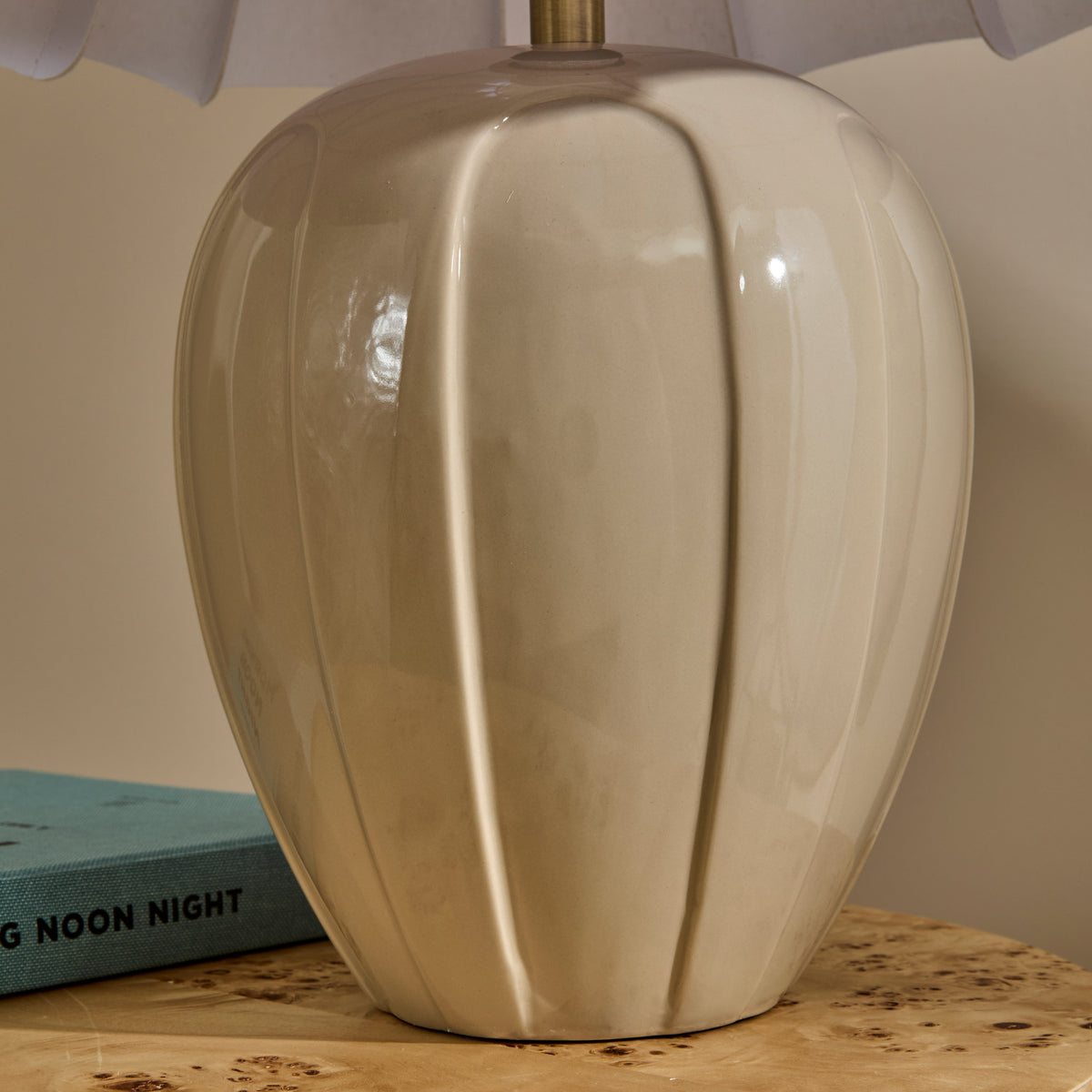 Orla - Beige Gloss Ceramic Scallop Shade Table Lamp