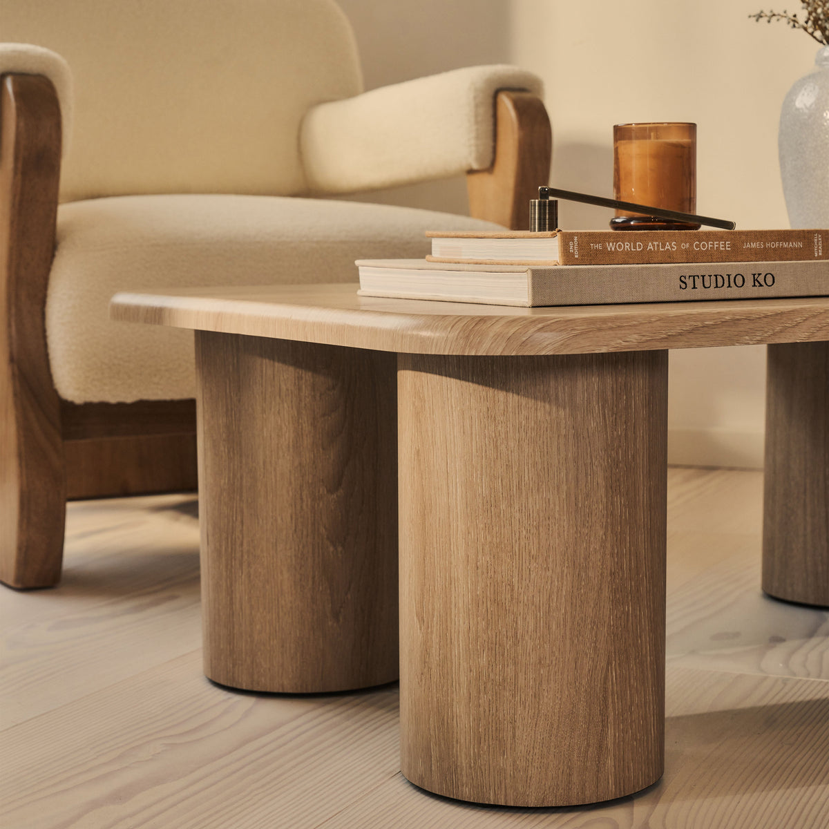 Alina - Washed Wood Rectangular Large Wooden Coffee Table