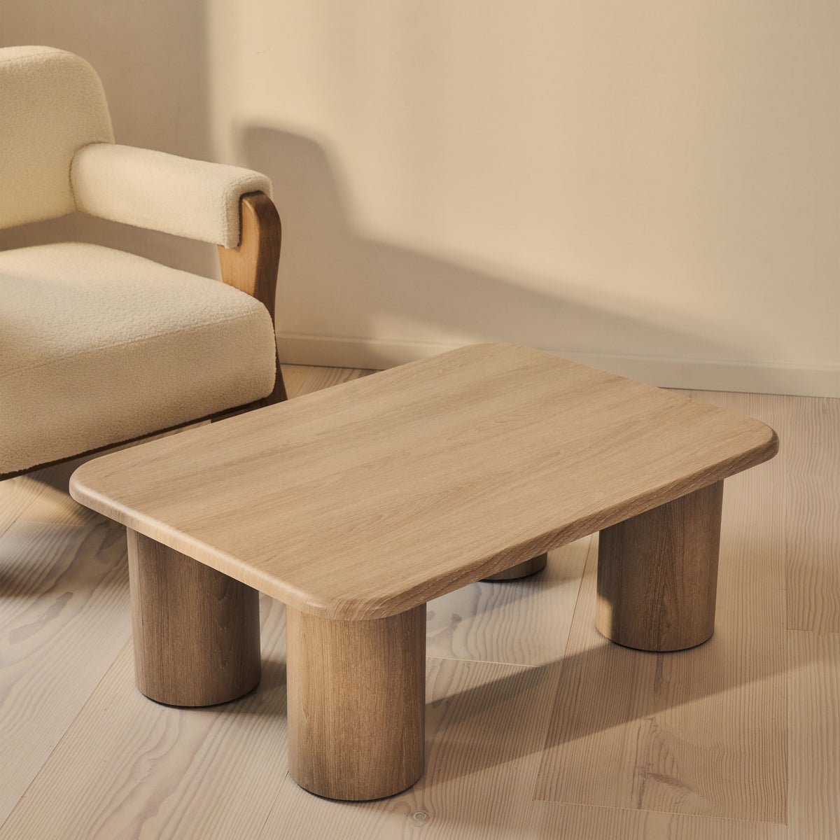 Alina - Washed Wood Rectangular Large Wooden Coffee Table