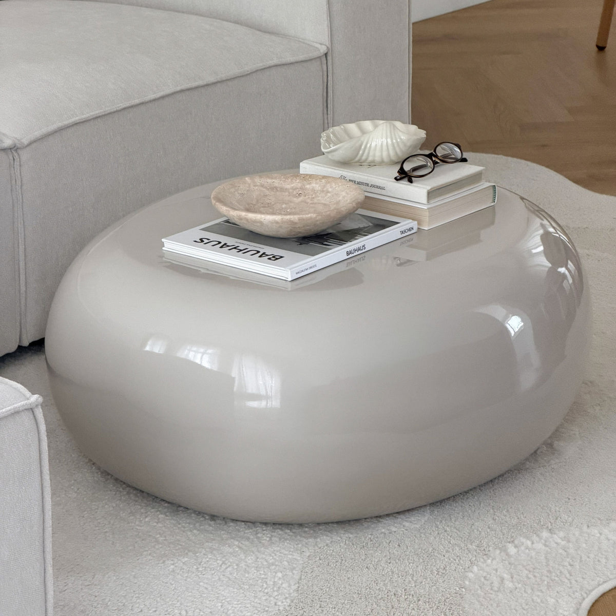 Rivington - High Gloss Ivory Large Pebble Coffee Table